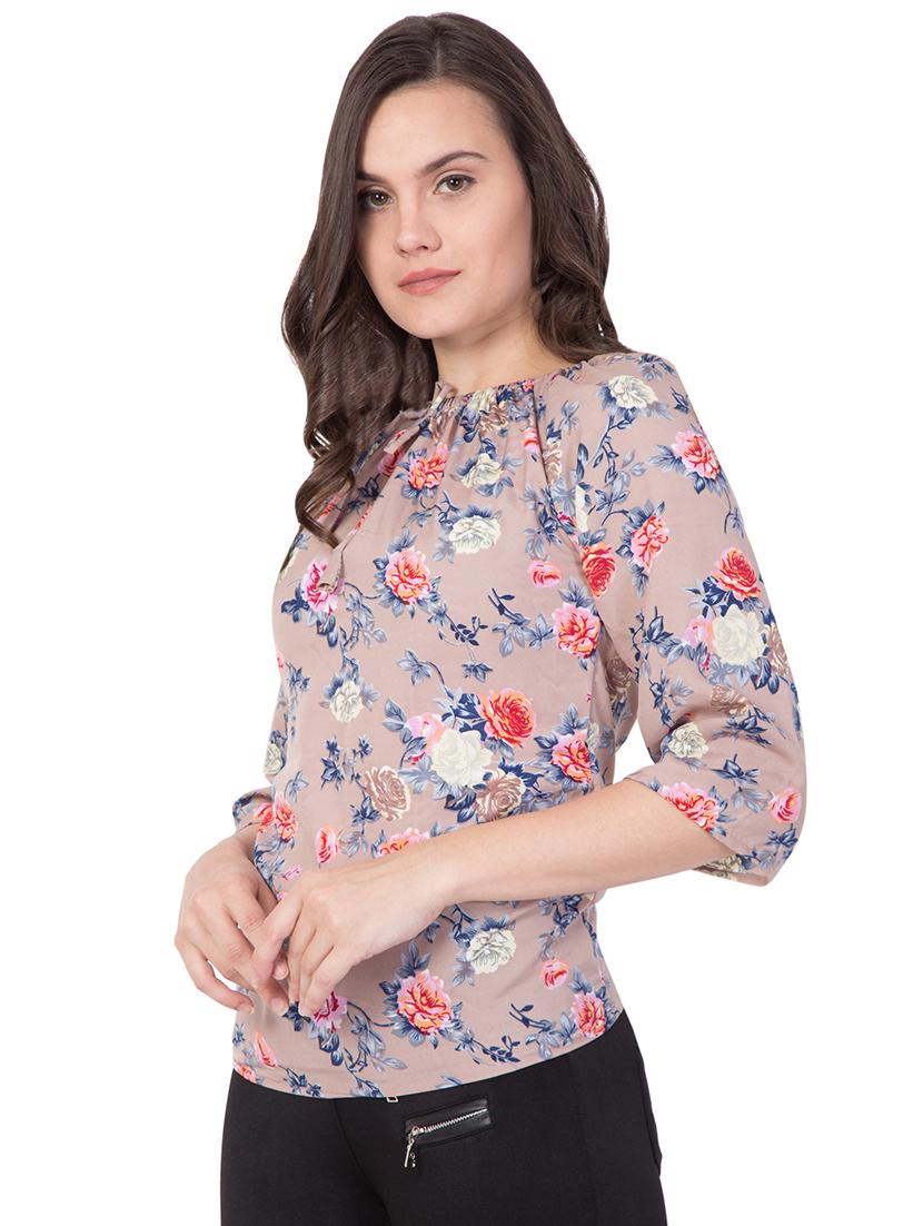 tie up neck floral top - 16401066 - Standard Image - 1