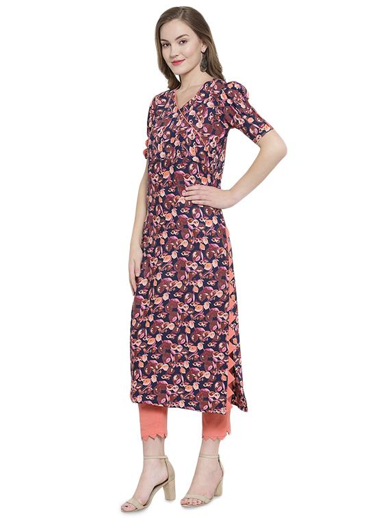 floral printed straight kurta - 16401893 - Standard Image - 1