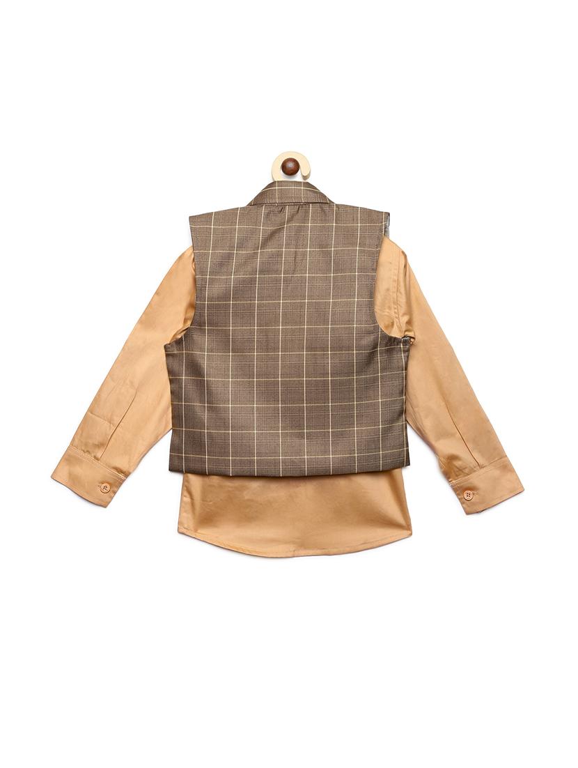 beige cotton shirt with waist coat - 16403626 - Standard Image - 1