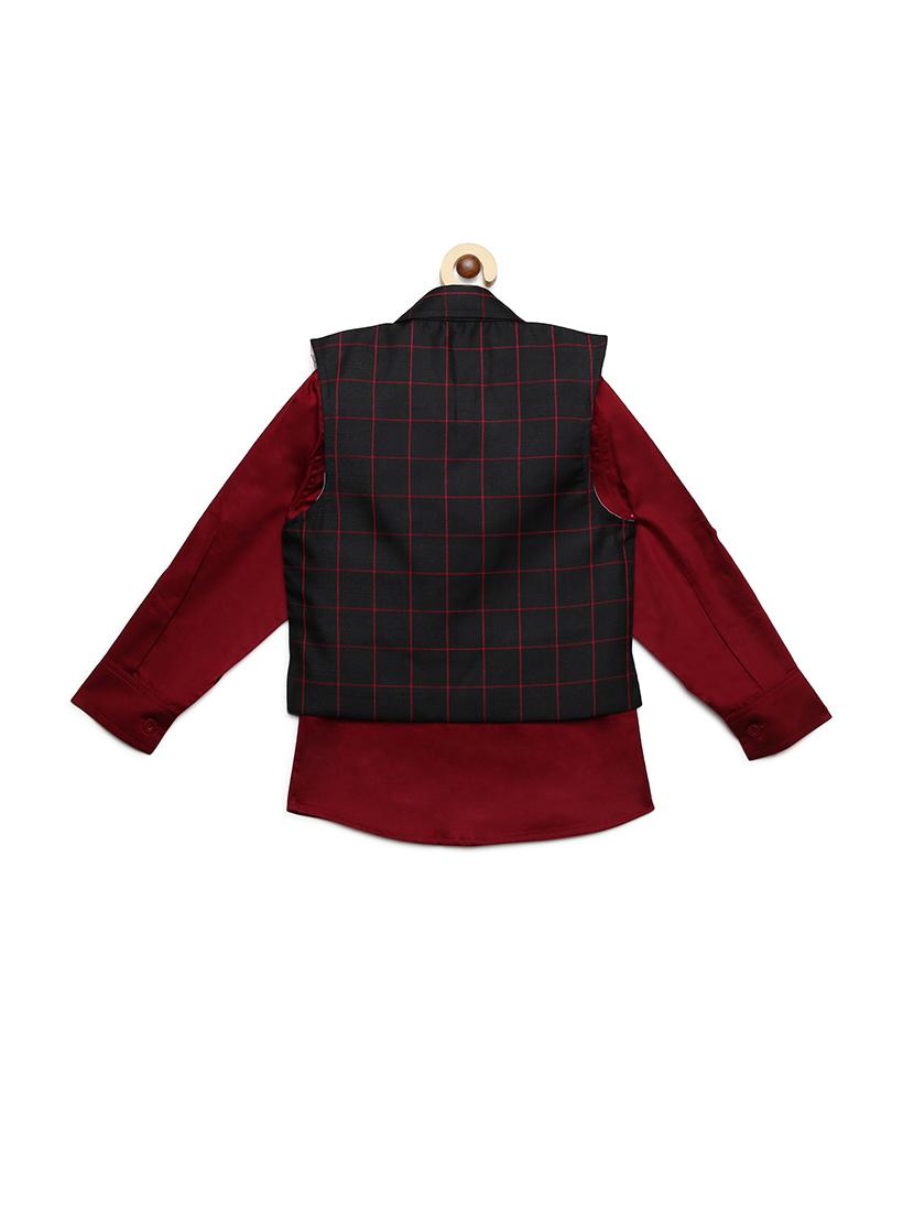 red cotton shirt waist coat - 16403627 -  Standard Image - 1