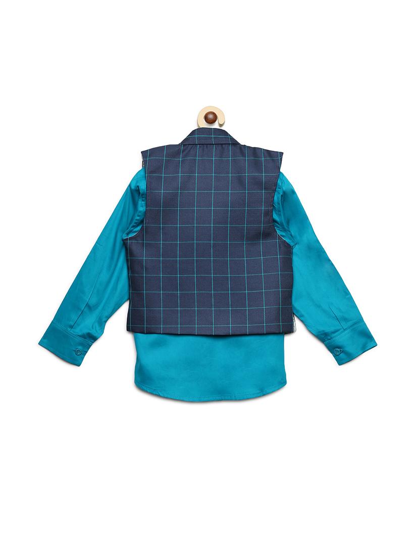 light blue cotton shirt with waist coat - 16403628 - Standard Image - 1