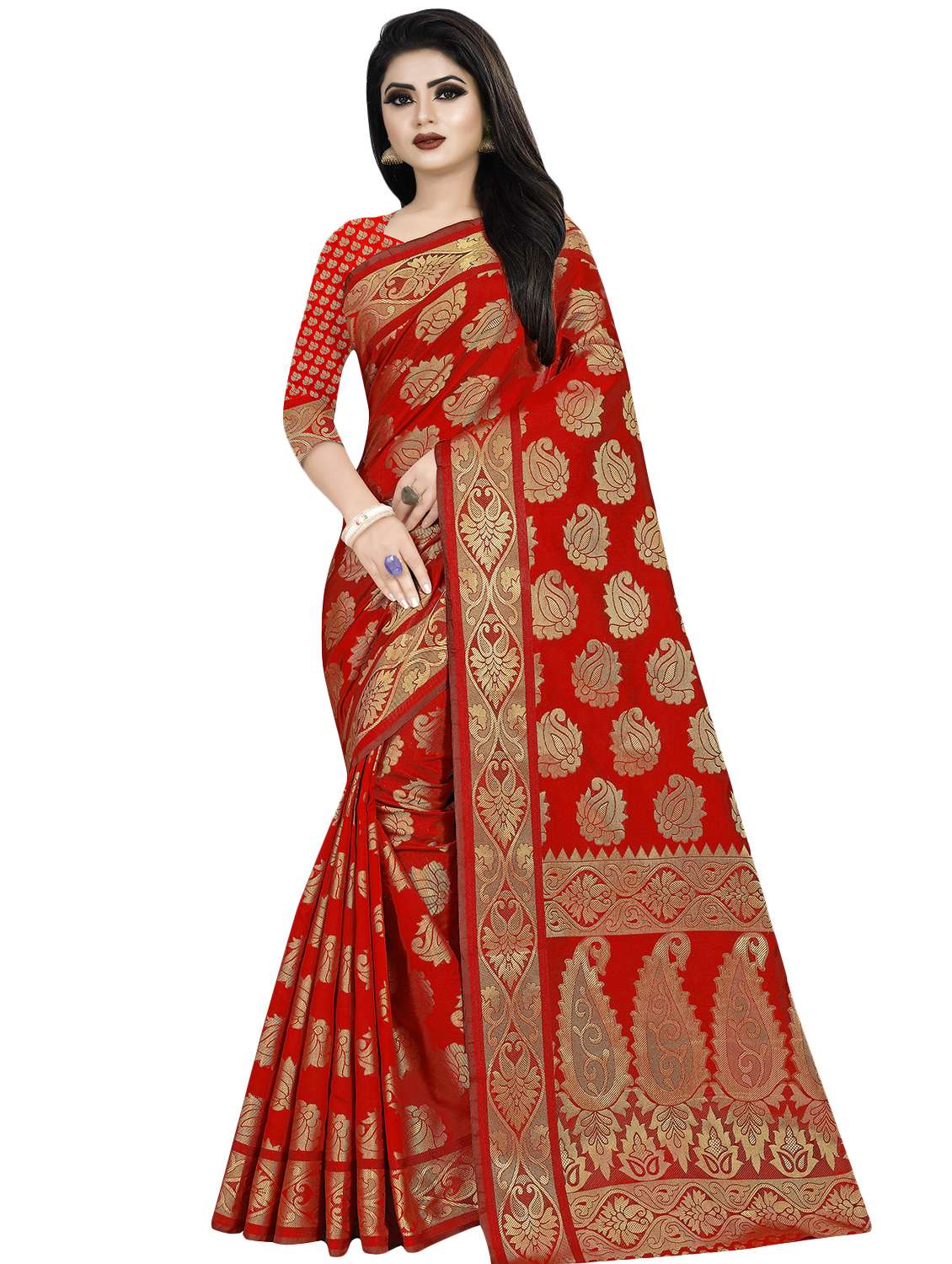 paisley zari motif banarasi saree with blouse