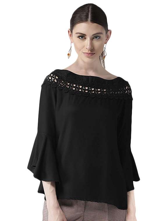 women's straight boat neck top