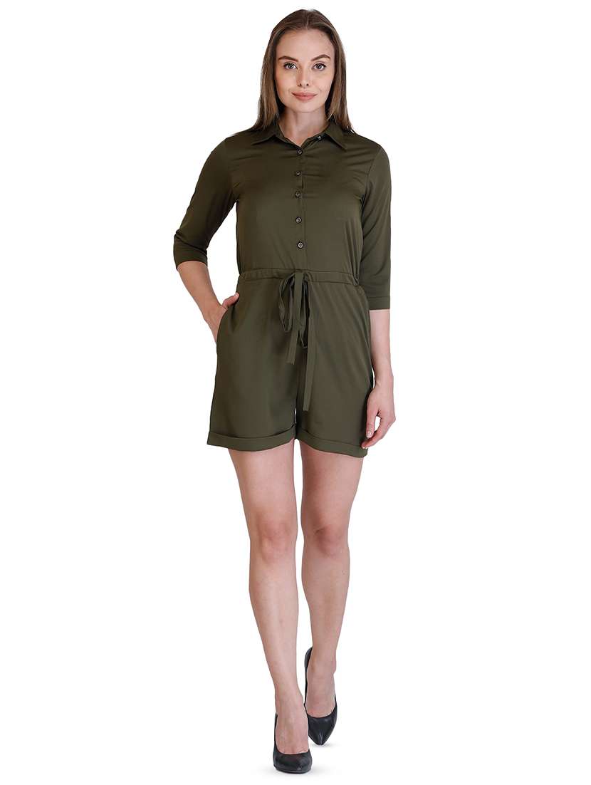 button detail tie front romper 