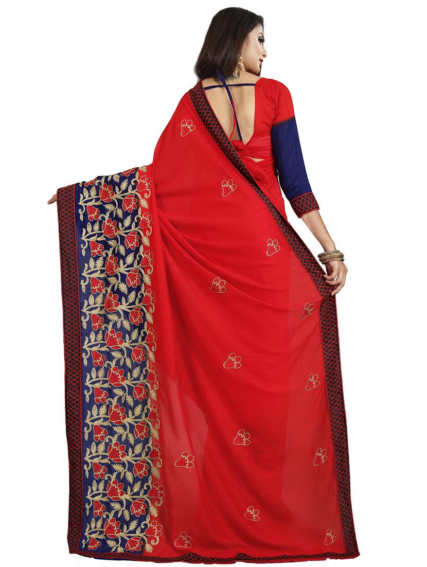 floral embroidered saree with blouse - 16404333 -  Standard Image - 1