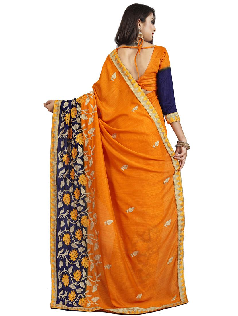 floral embroidered saree with blouse - 16404334 -  Standard Image - 1
