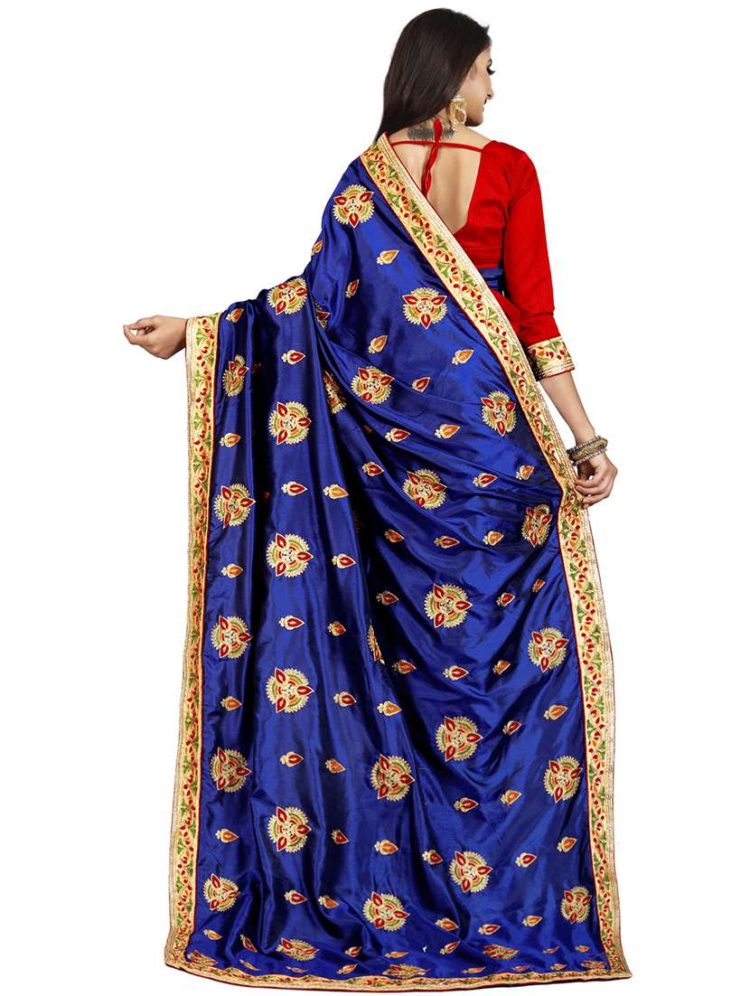 lace border embroidered saree with blouse - 16404341 - Standard Image - 1