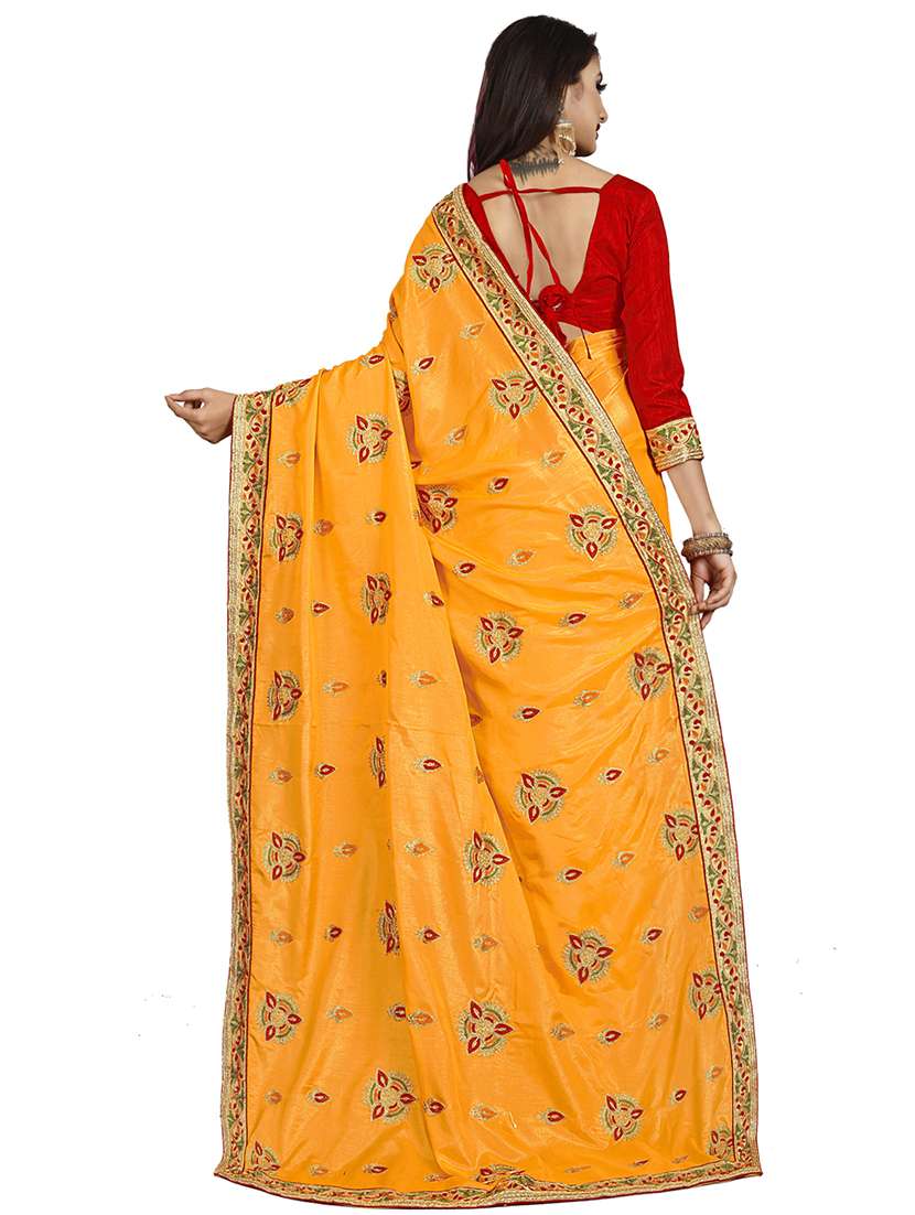 lace border embroidered saree with blouse - 16404343 - Standard Image - 1