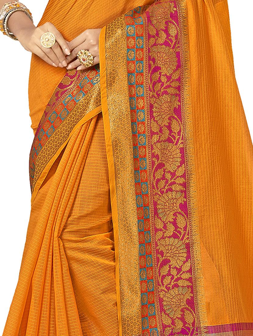 floral zari border woven saree with blouse - 16404564 - Standard Image - 1