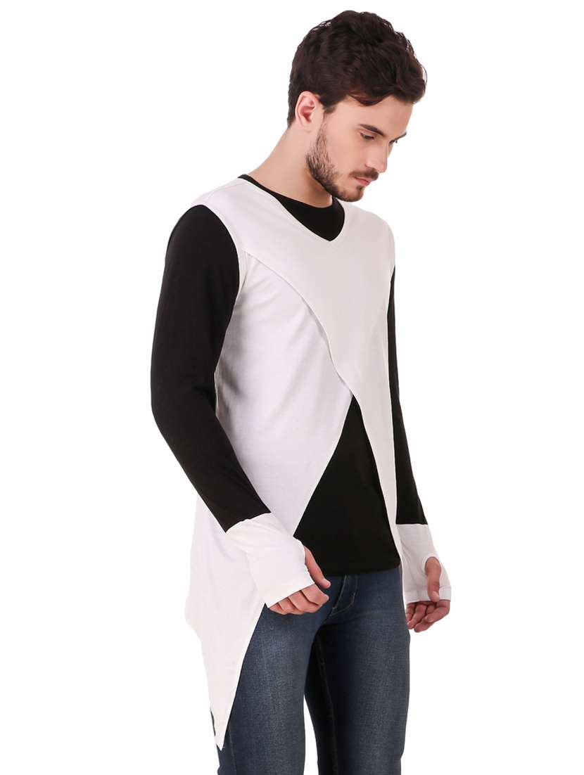 white cut & sew thumb hole t-shirt - 16406282 - Standard Image - 1