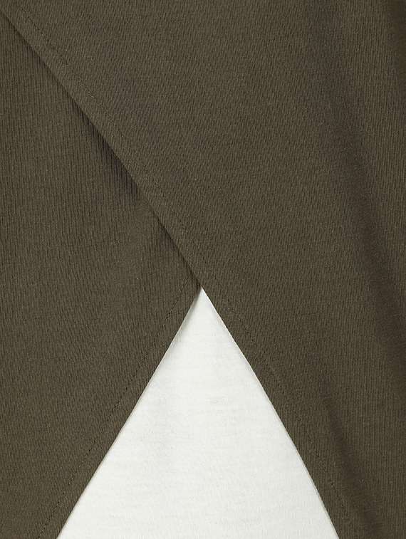 olive green cut & sew thumb hole t-shirt - 16406288 -  Standard Image - 4