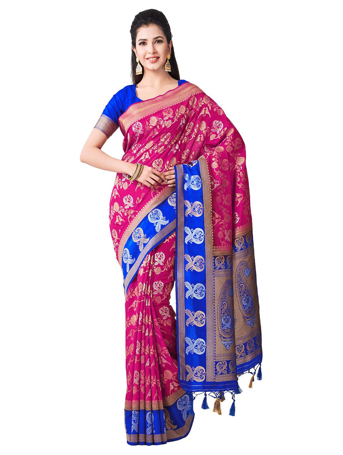 women's self design pink colored saree