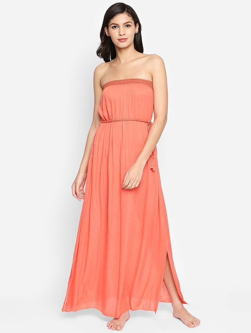 tube tie knot maxi dress