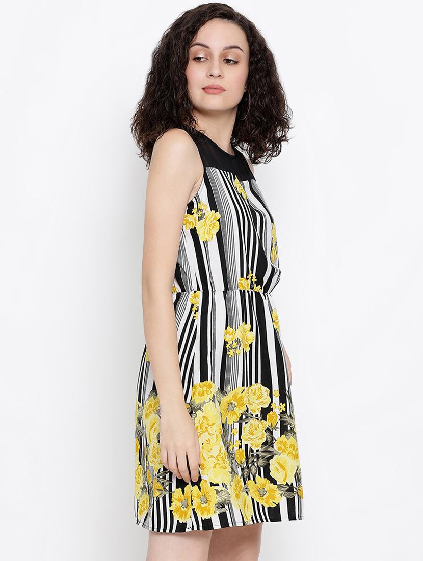 sheer panel floral a-line dress - 16406948 - Standard Image - 1