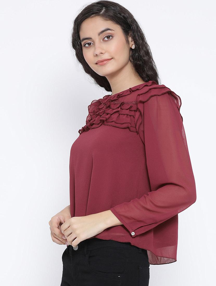 ruffle detail solid top - 16407002 - Standard Image - 1