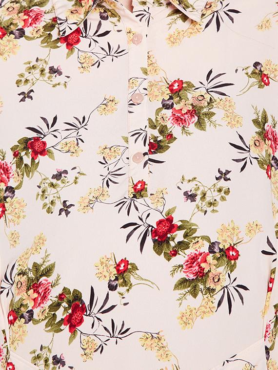 tie knot button detail floral tunic - 16407010 - Standard Image - 4