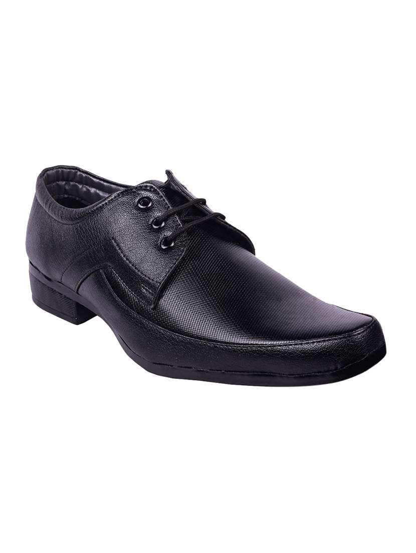 black leatherette lace-up derbys