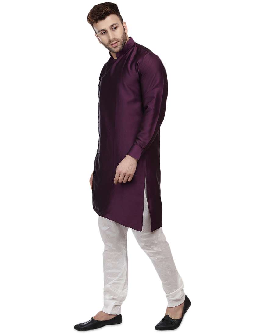 purple dupion long kurta - 16408984 -  Standard Image - 1