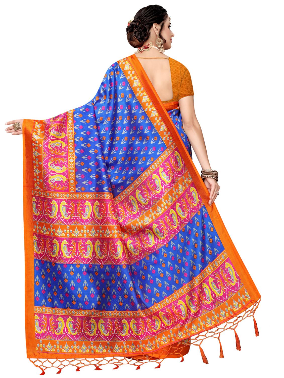 ikat printed mysore silk saree with blouse - 16410041 -  Standard Image - 1