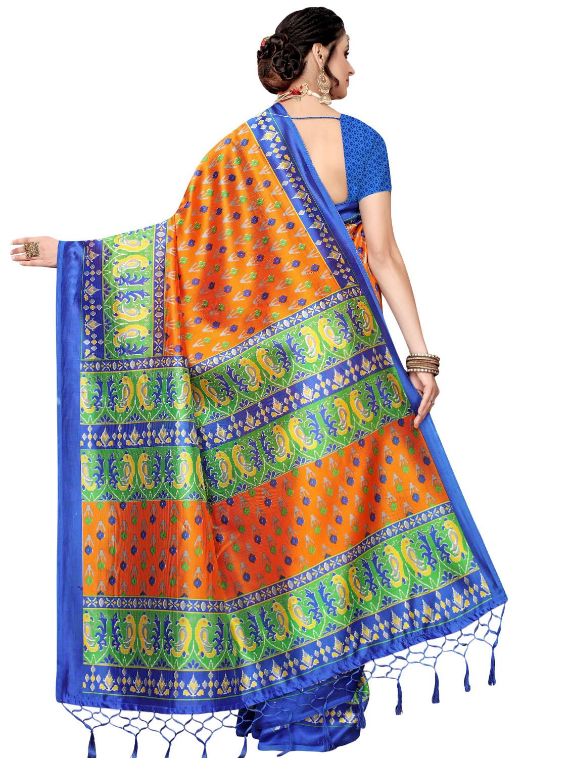 ikat printed mysore silk saree with blouse - 16410042 - Standard Image - 1