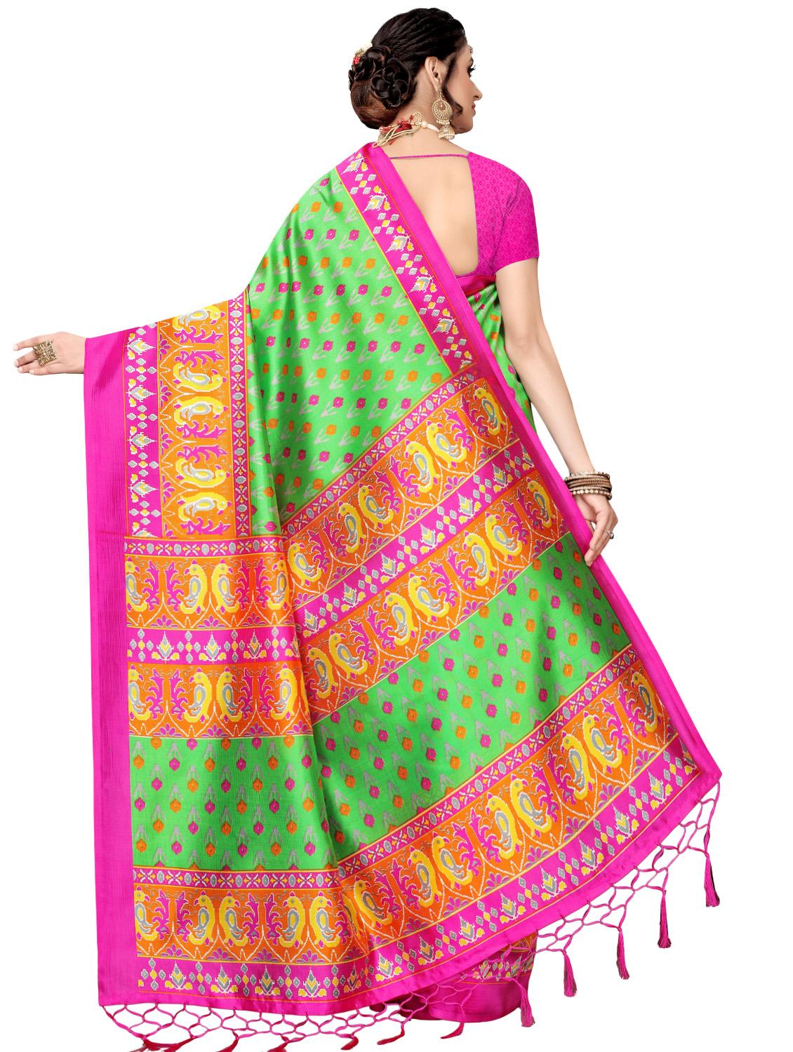ikat printed mysore silk saree with blouse - 16410043 -  Standard Image - 1