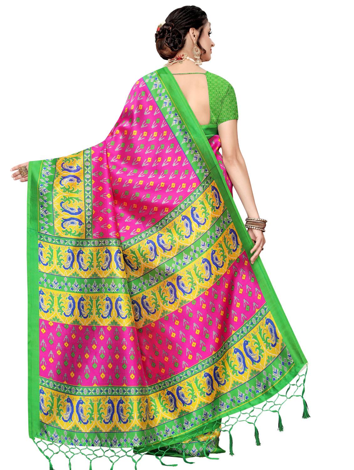 ikat printed mysore silk saree with blouse - 16410044 - Standard Image - 1