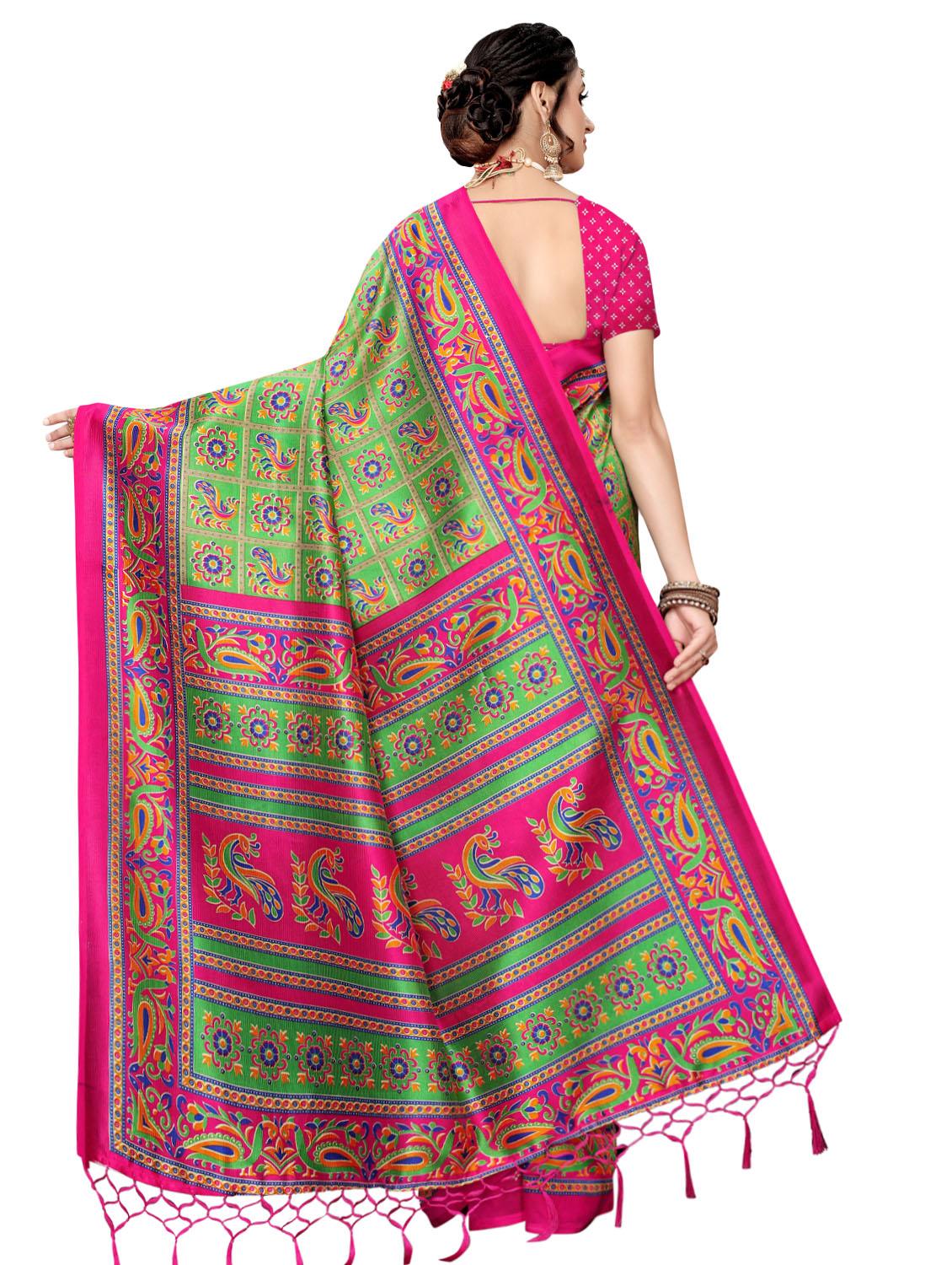 ethnic motifs printed mysore silk saree with blouse - 16410045 -  Standard Image - 1