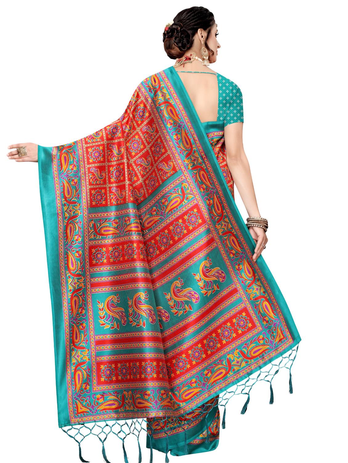 ethnic motifs printed mysore silk saree with blouse - 16410048 -  Standard Image - 1