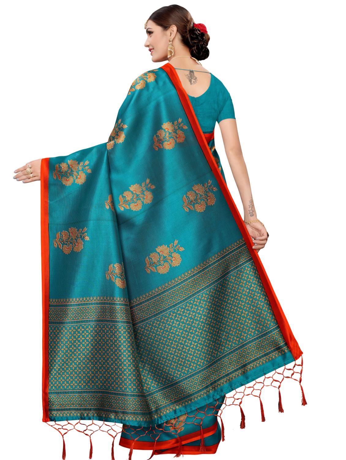 floral printed mysore silk saree with blouse - 16410052 -  Standard Image - 1