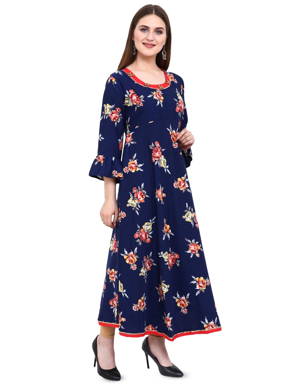 flute sleeved floral maxi dress - 16417614 - Standard Image - 1