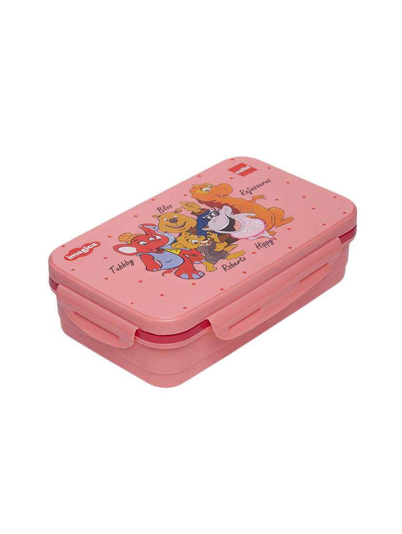 pink plastic & steel lunch box - 16420894 -  Standard Image - 1