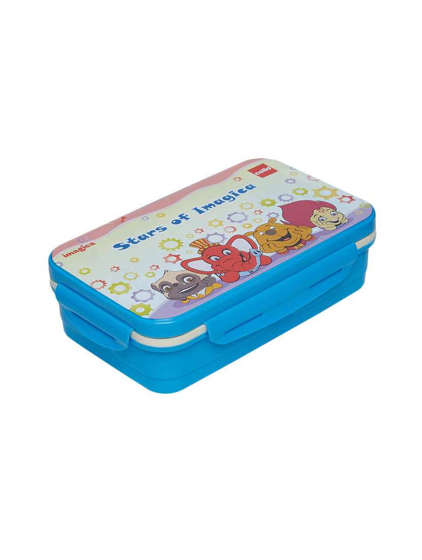 blue plastic & steel lunch box - 16420895 -  Standard Image - 1