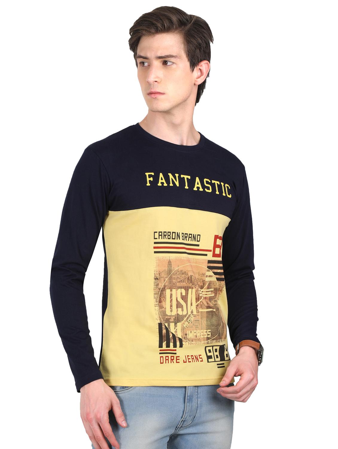 yellow cut & sew typographic front print t-shirt - 16421369 - Standard Image - 1
