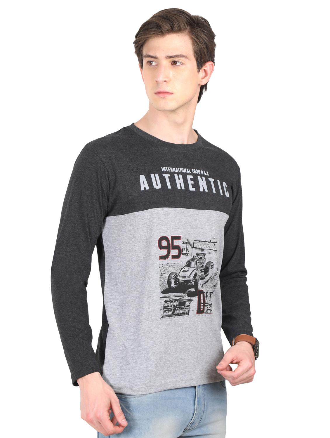 grey cut & sew typographic front print t-shirt - 16421370 - Standard Image - 1