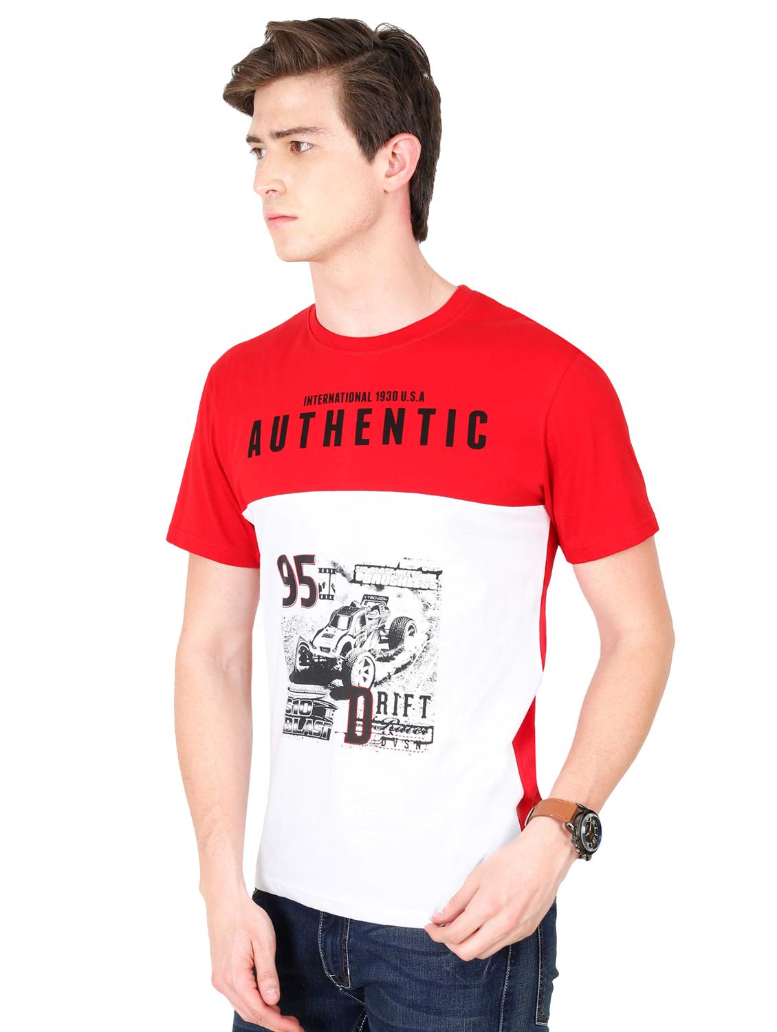 red cut & sew typographic front print t-shirt - 16421469 - Standard Image - 1