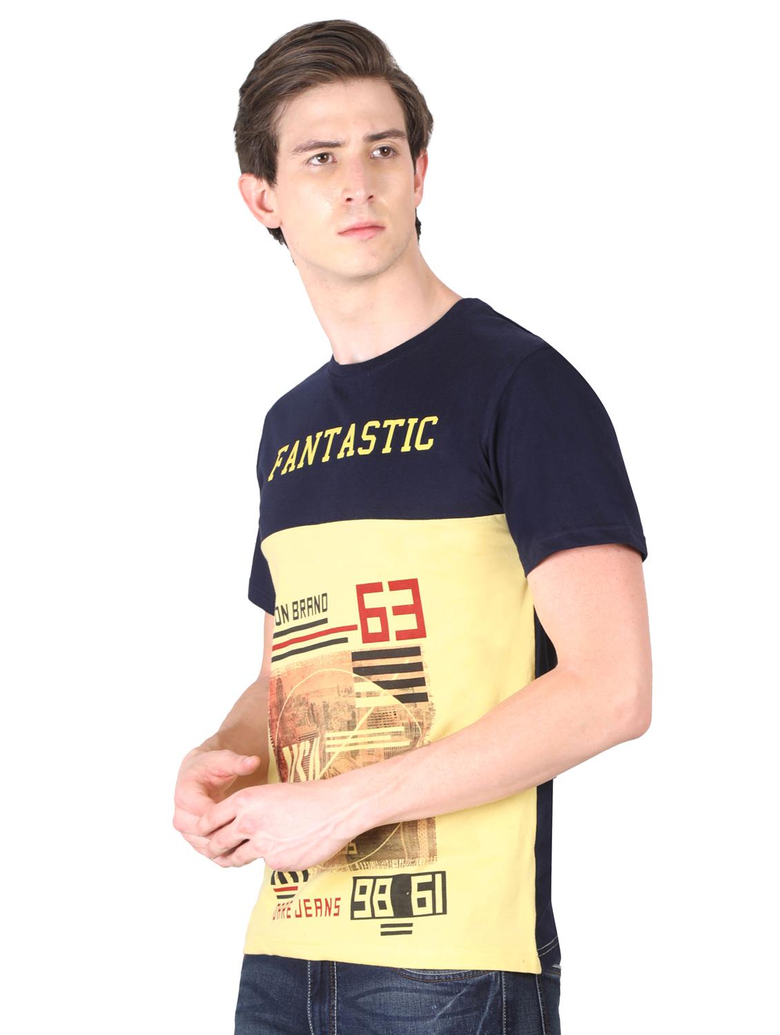 yellow cut & sew typographic t-shirt - 16421470 -  Standard Image - 1
