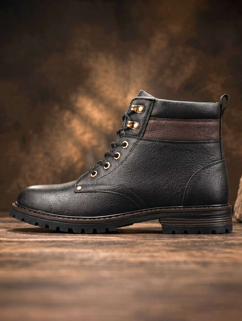 woakers black leatherette high ankle boots - 16421801 -  Standard Image - 1