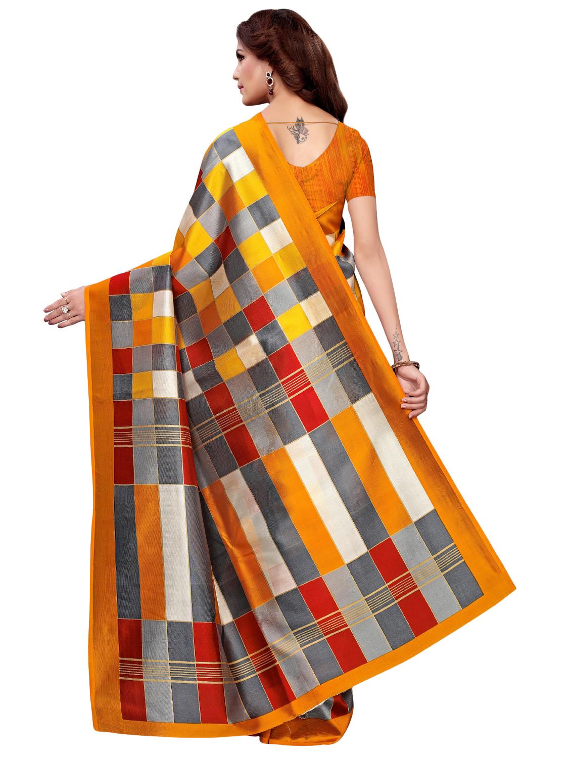 checkered mysore silk saree with blouse - 16422168 -  Standard Image - 1
