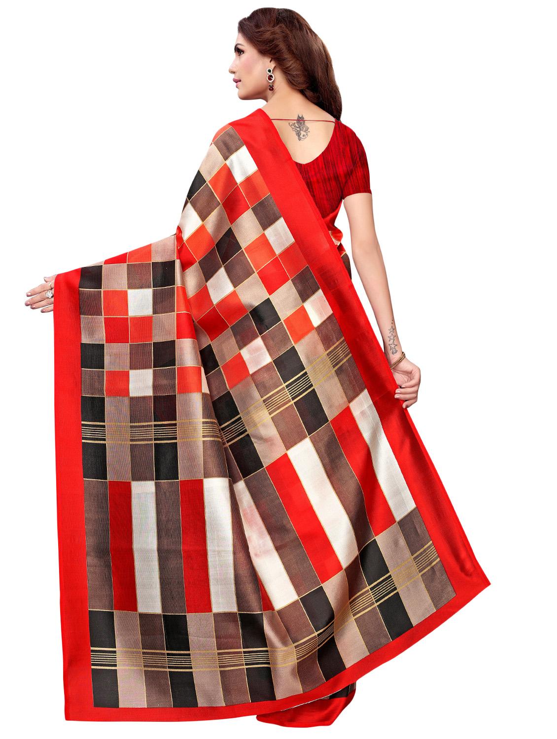checkered mysore silk saree with blouse - 16422169 - Standard Image - 1