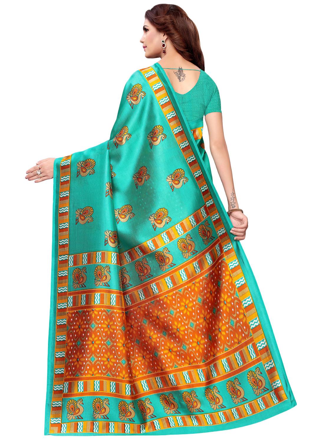 turquoise silk blend mysore saree with blouse - 16422173 - Standard Image - 1