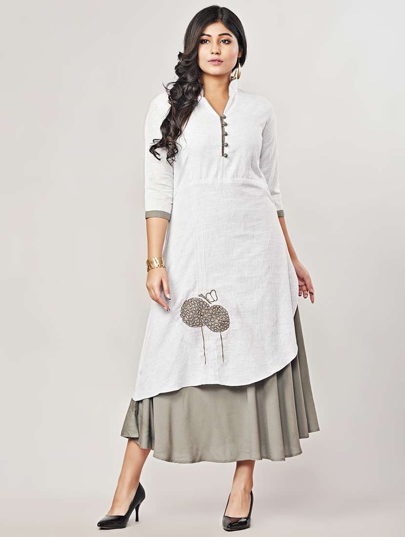 pintucks solid layered kurta