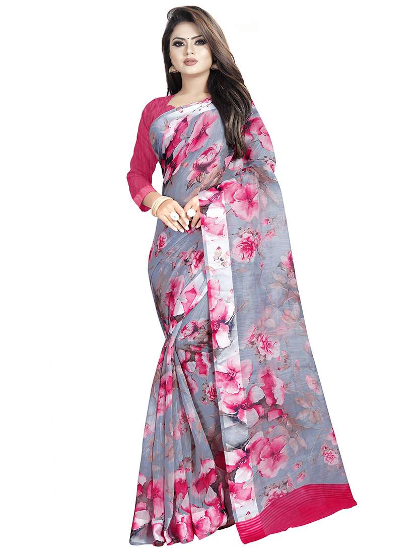 floral bhagalpuri saree with blouse