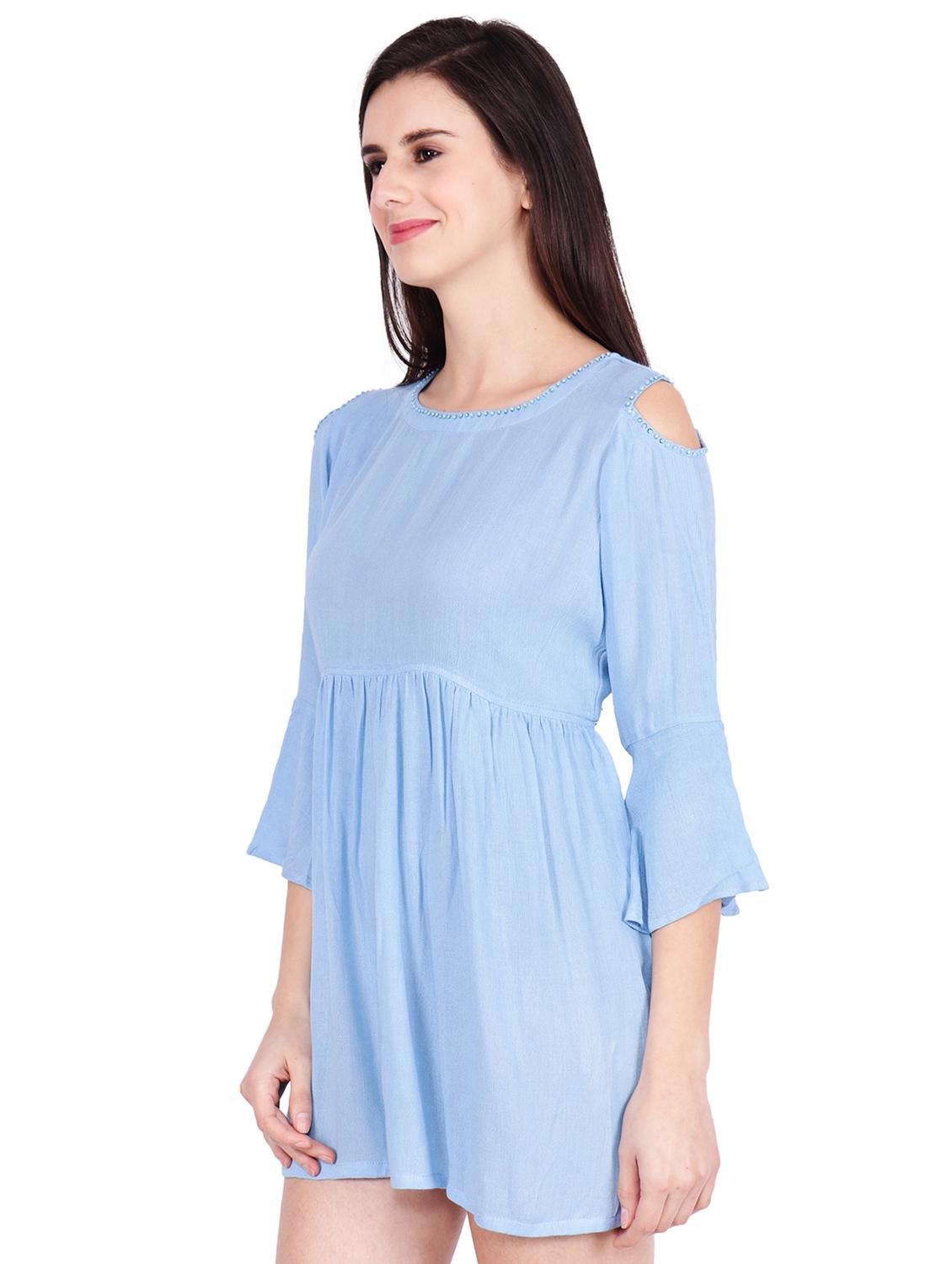 stone embellished cold shoulder shift dress - 16424528 - Standard Image - 1