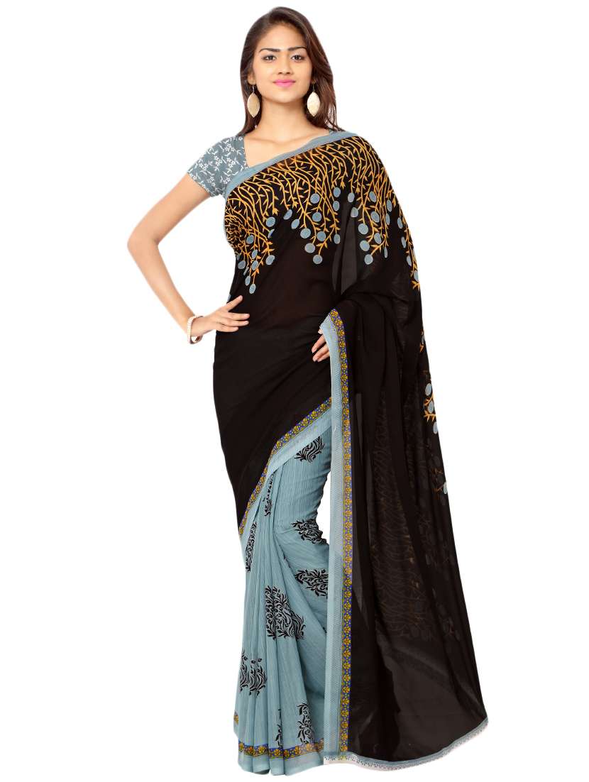 multi colored georgette combos saree with blouse - 16425455 -  Standard Image - 1