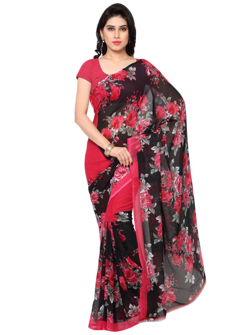 multi colored georgette combos saree with blouse - 16425553 -  Standard Image - 1