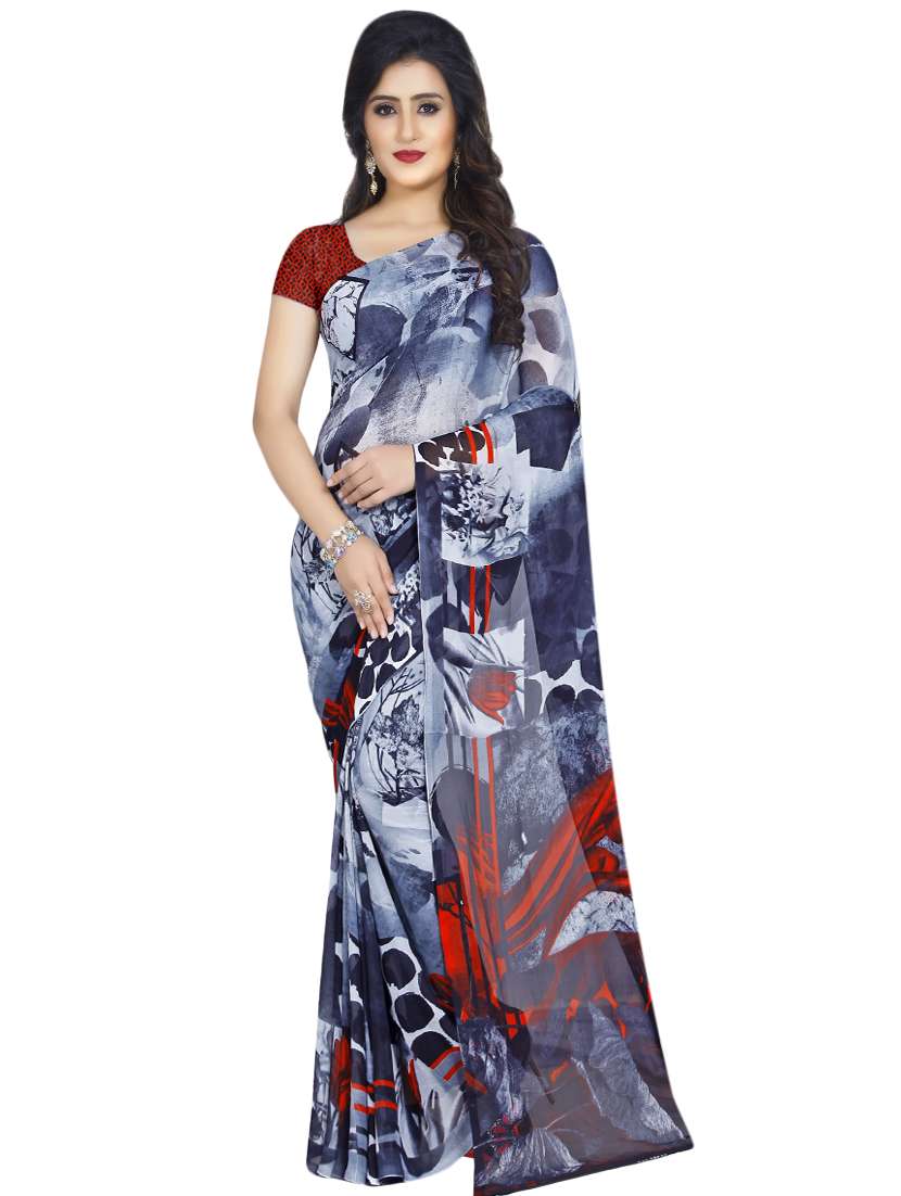 multi colored georgette combos saree with blouse - 16425580 -  Standard Image - 1