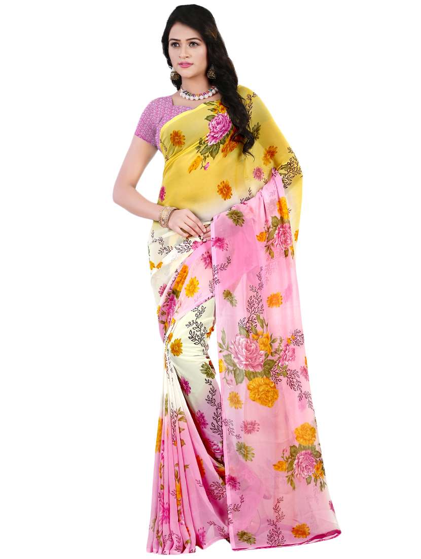 multi colored georgette combos saree with blouse - 16425581 -  Standard Image - 1