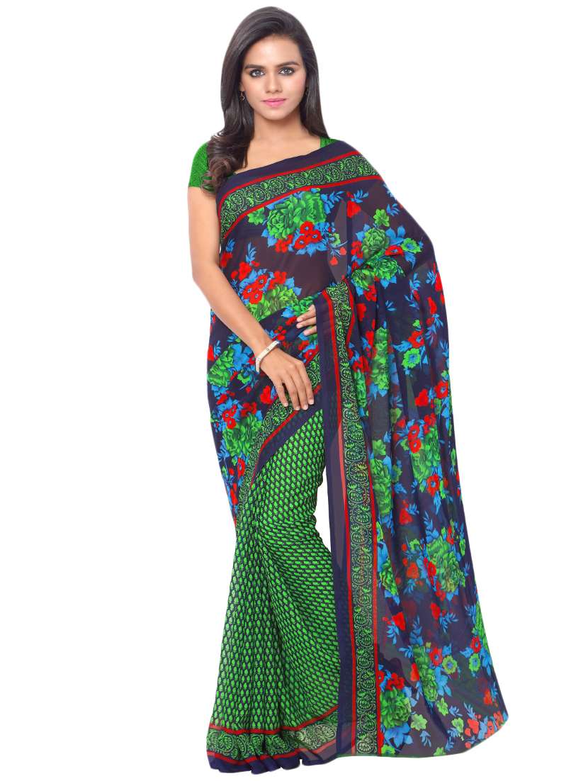 multi colored georgette combos saree with blouse - 16425584 -  Standard Image - 1