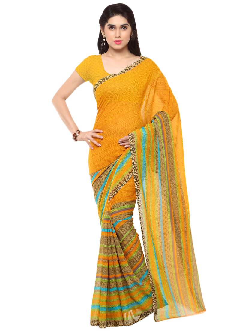 set of 2 multicolor printed saree combo with blouse - 16425604 -  Standard Image - 1