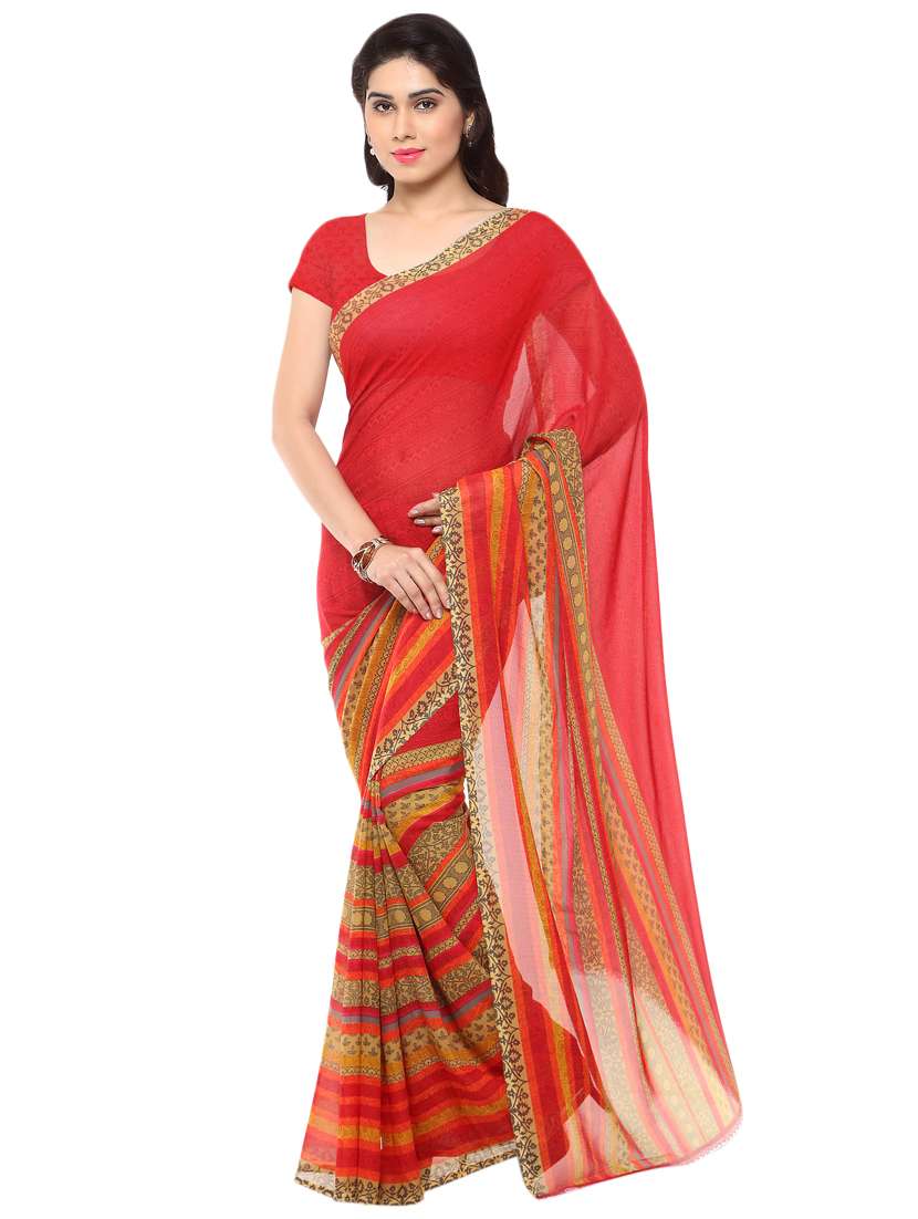 set of 2 multicolor printed saree combo with blouse - 16425605 -  Standard Image - 1